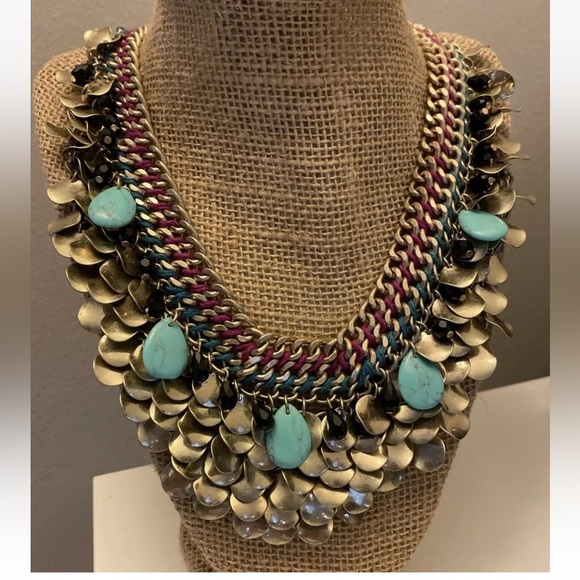 ZOE + SYD BIB Mixed Media Turquoise Necklace NWT - Picture 3 of 5